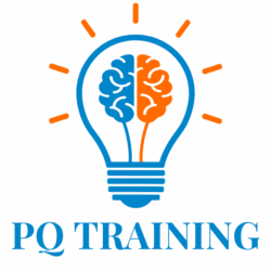 PQ Training text with a light bulb image with a brain in the center of the lightbulb